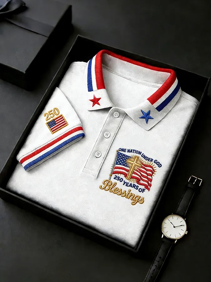 "One Nation Under God" 250th Anniversary Embroidered Polo Shirt