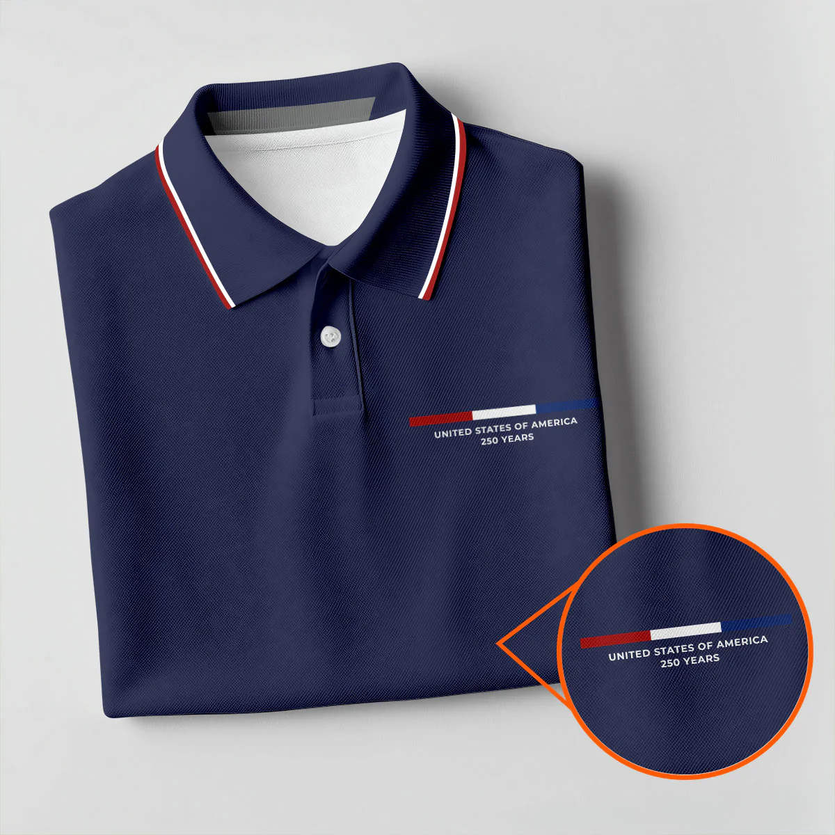 USA 250th Anniversary Minimalist Patriotic Golf Polo Shirt | 1776-2026 American Flag Polo