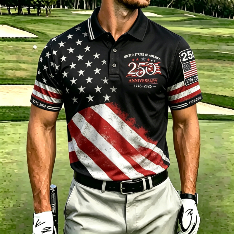 Men's 250th Anniversary Vintage Flag Golf Performance Polo Shirt