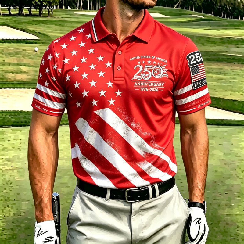 Men's 250th Anniversary Vintage Flag Golf Performance Polo Shirt