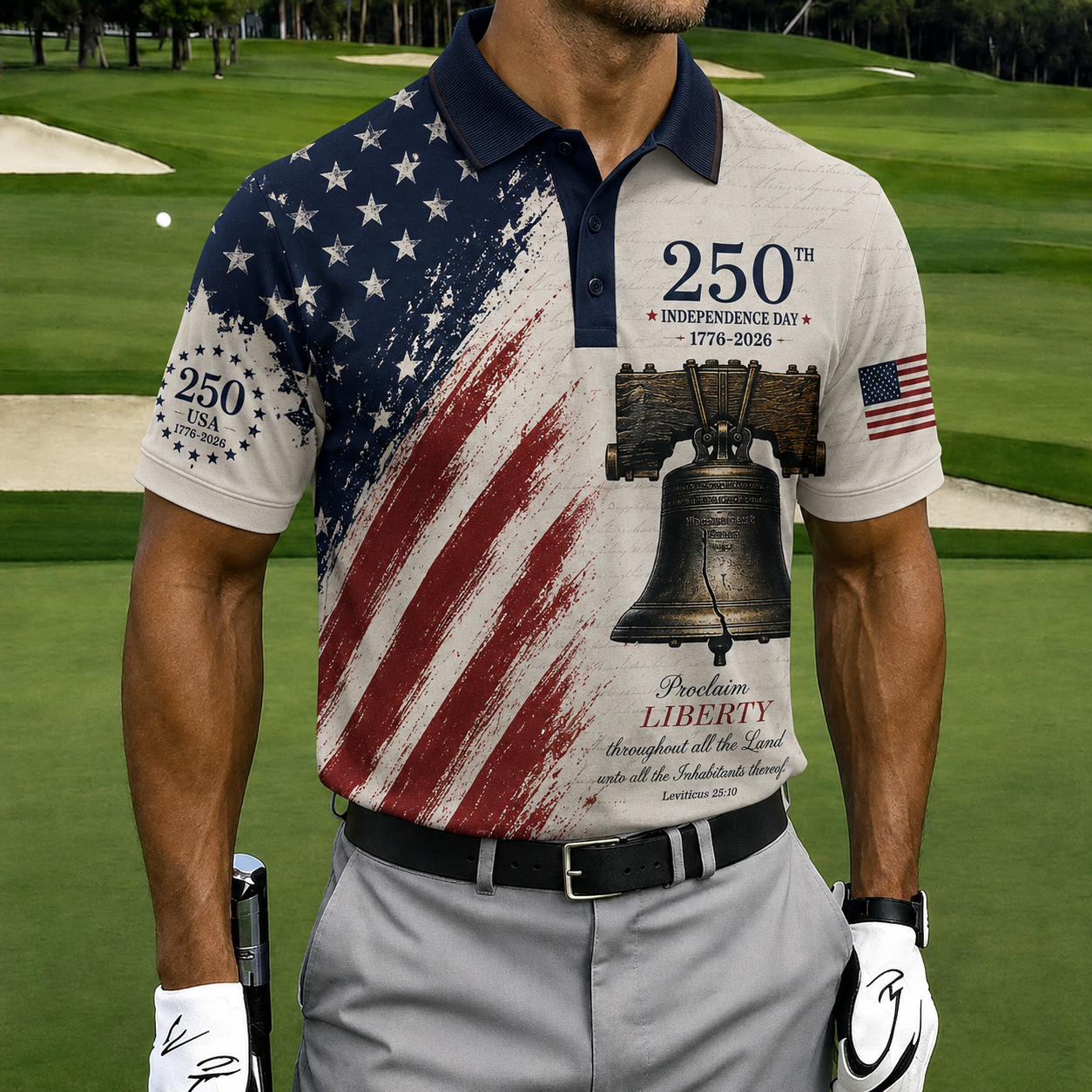 USA Patriotic Performance Golf Polo Shirt – Split Flag & Eagle Seal Print, Breathable Short Sleeve Casual Top