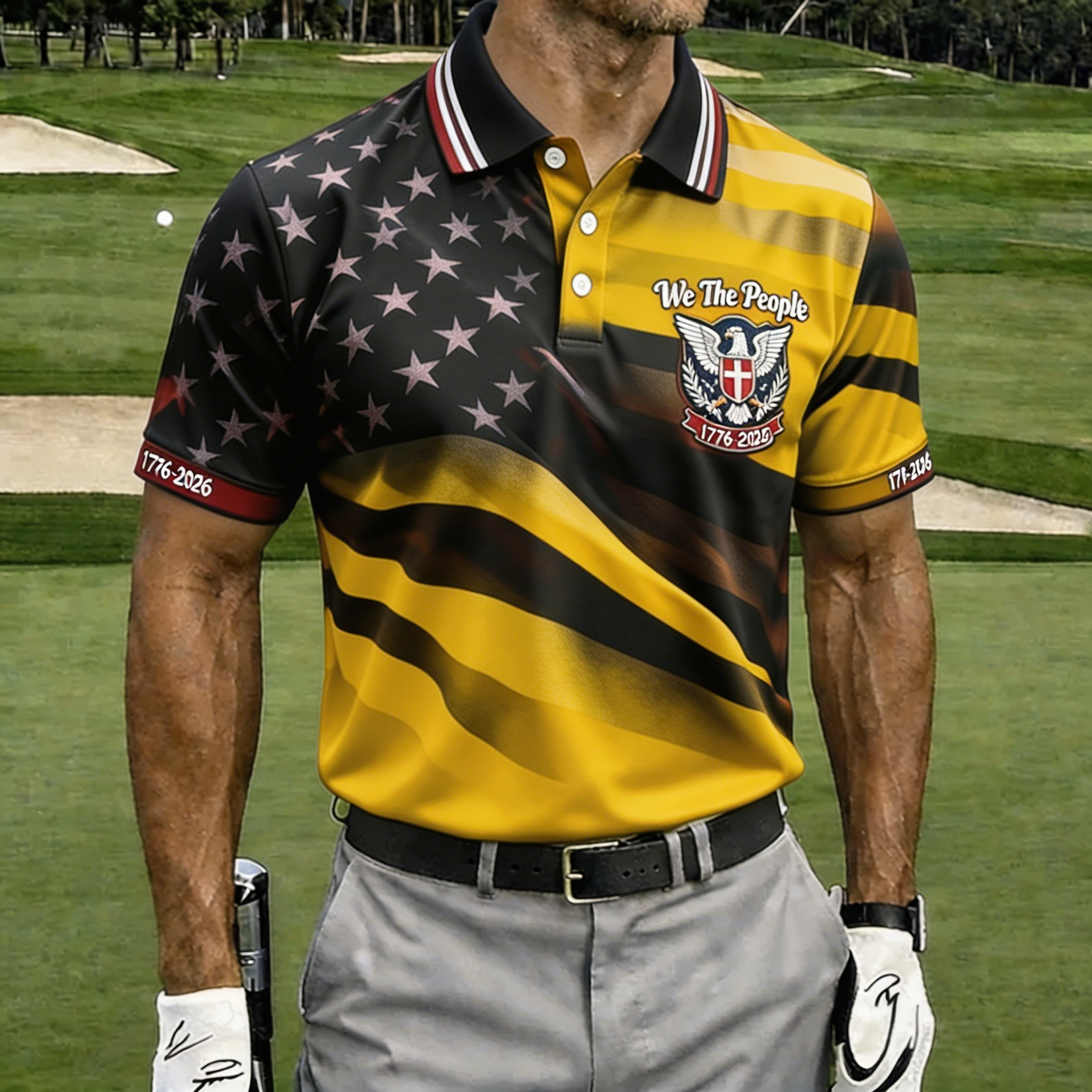 We The People 1776-2026 Patriotic Golf Polo Shirt