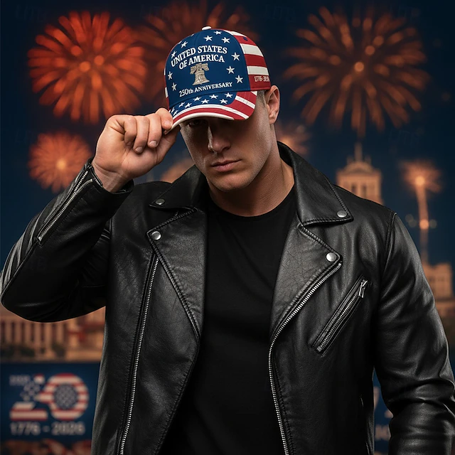USA 250th Anniversary American Flag Baseball Cap – Liberty Bell & 1776-2026 Patriotic Embroidered Hat