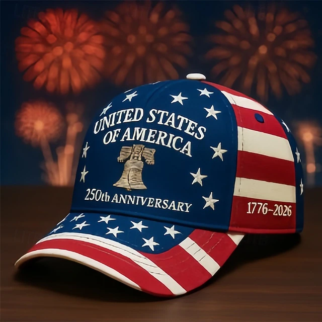 USA 250th Anniversary American Flag Baseball Cap – Liberty Bell & 1776-2026 Patriotic Embroidered Hat
