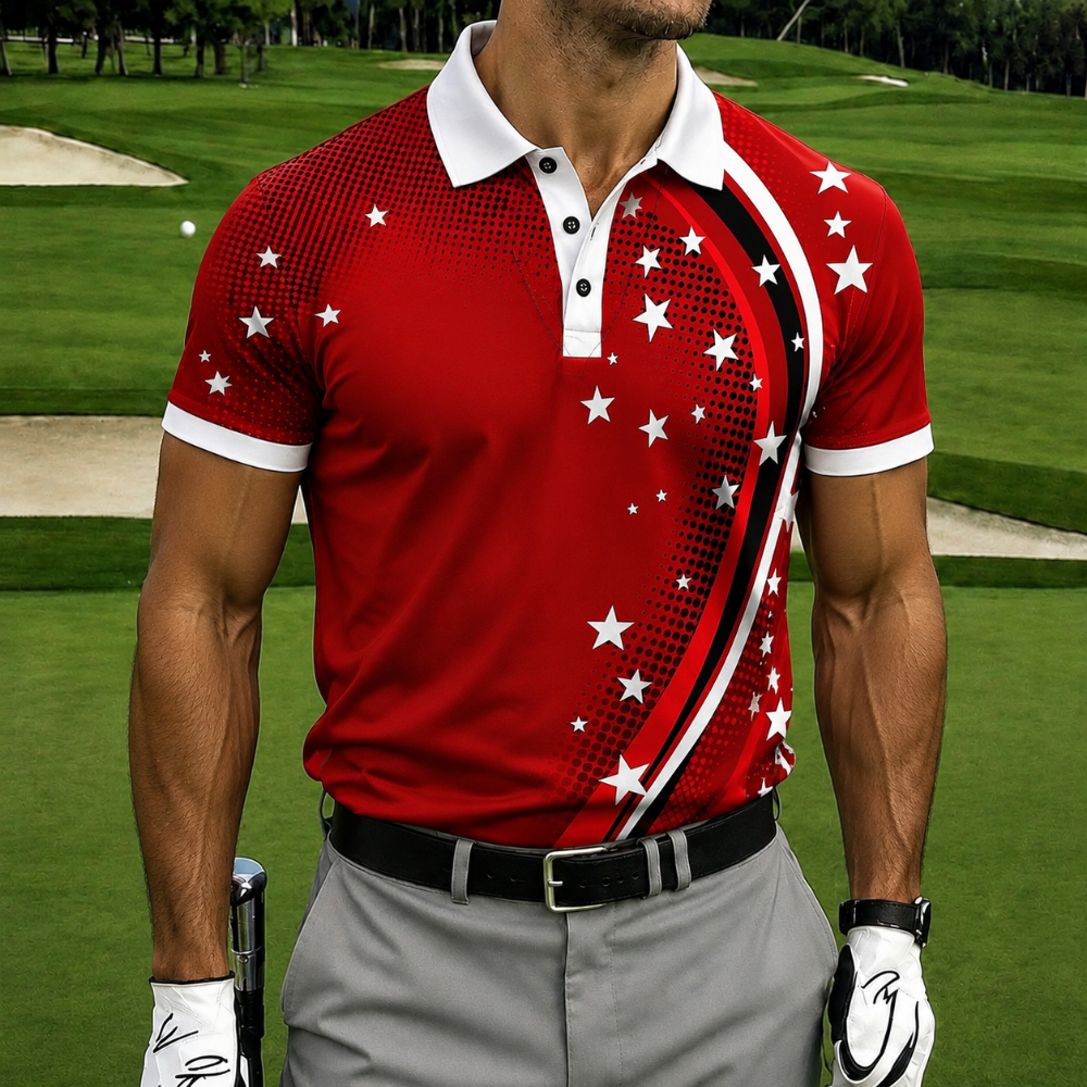 Men's American Flag Polo Shirt commemorating the 250th anniversary of U.S. Independence on July 4, 2026