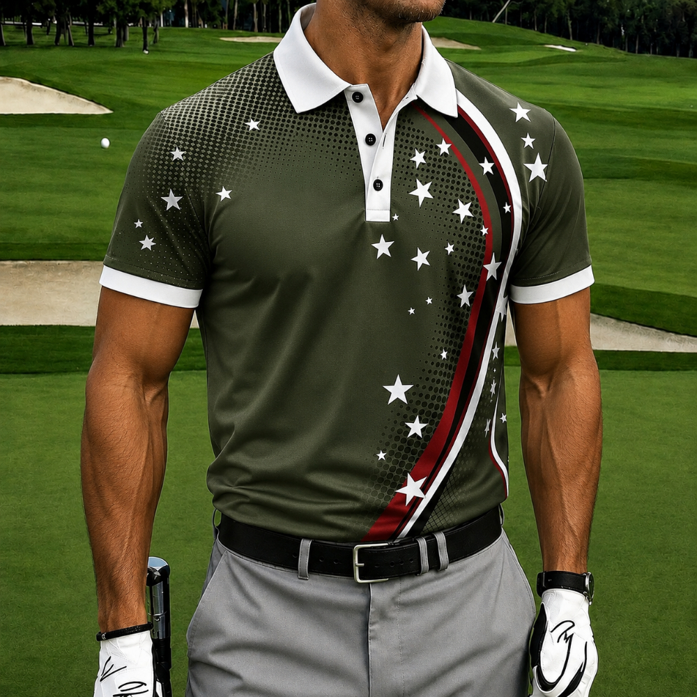 Men's American Flag Polo Shirt commemorating the 250th anniversary of U.S. Independence on July 4, 2026