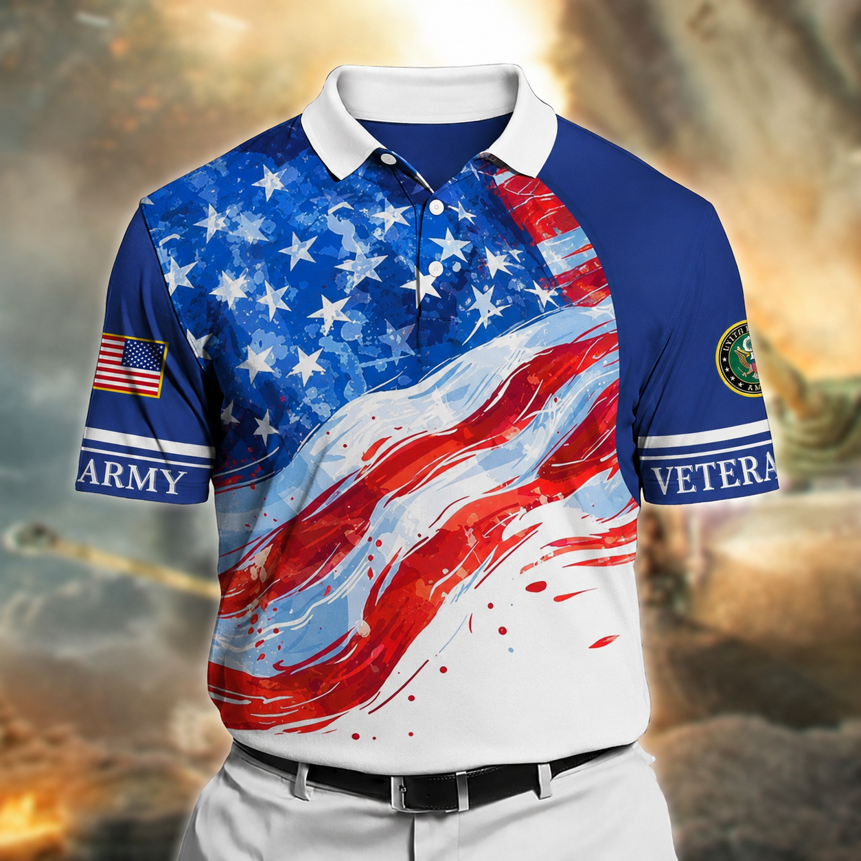 July 4, 2026: 250th Anniversary Men's Veterans' Day Patriotic-Themed Polo Shirt