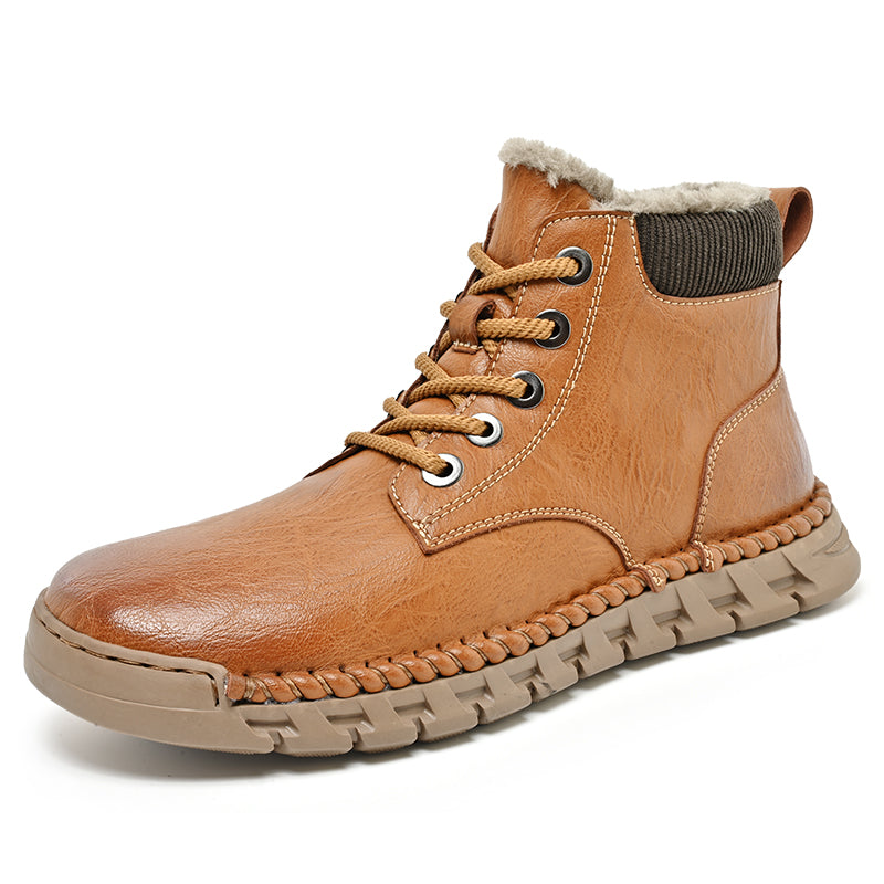 Breathable Leather Ankle Boots with Durable Sole, Casual Lace-Up Shoes for Everyday Use