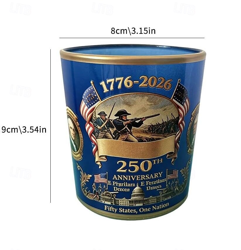“We the People” Patriotic Independence Day Gift Set: 250th Anniversary of the United States of America Bottle and Glass Set