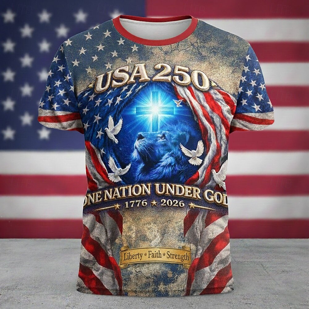 Vintage Splash Flag Graphic USA 250th Anniversary Casual T-Shirt