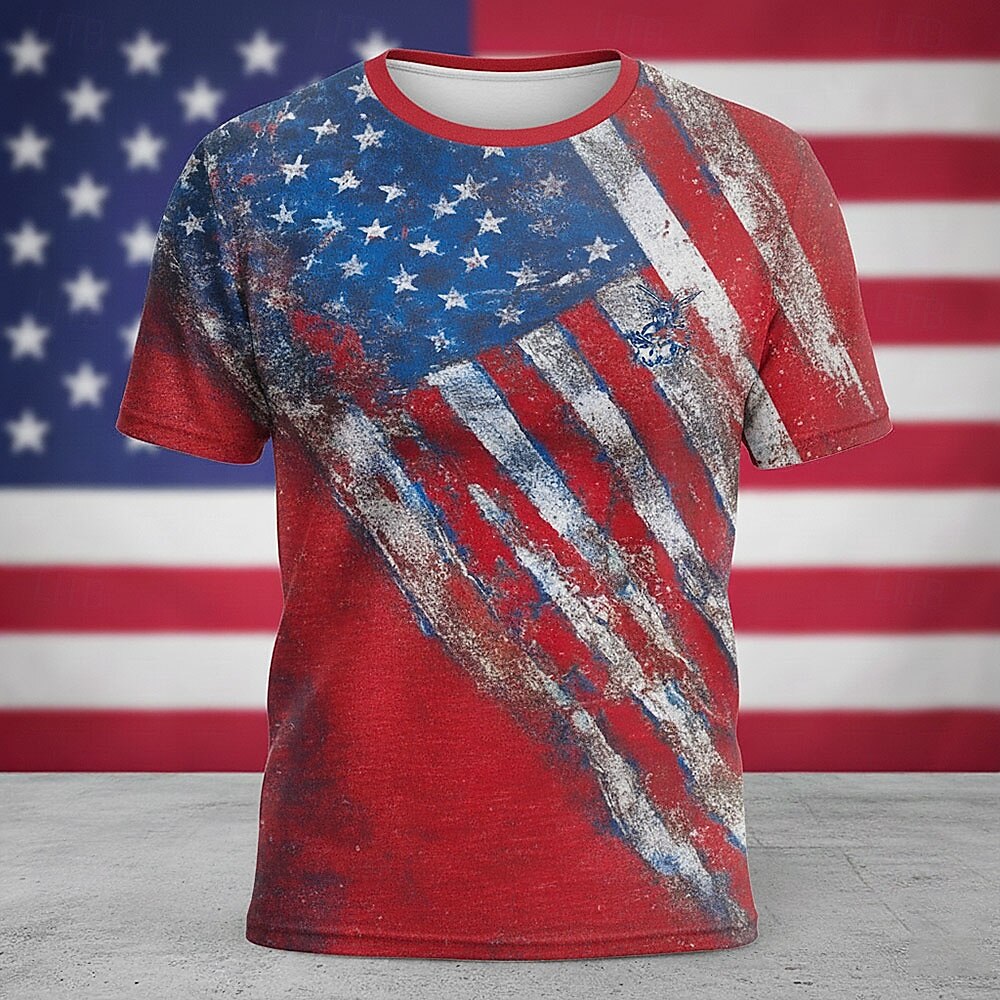 Vintage Splash Flag Graphic USA 250th Anniversary Casual T-Shirt