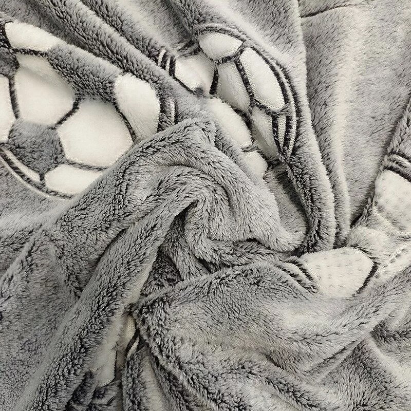 Glow In The Dark Soccer Print Flannel Fleece Throw Blanket
