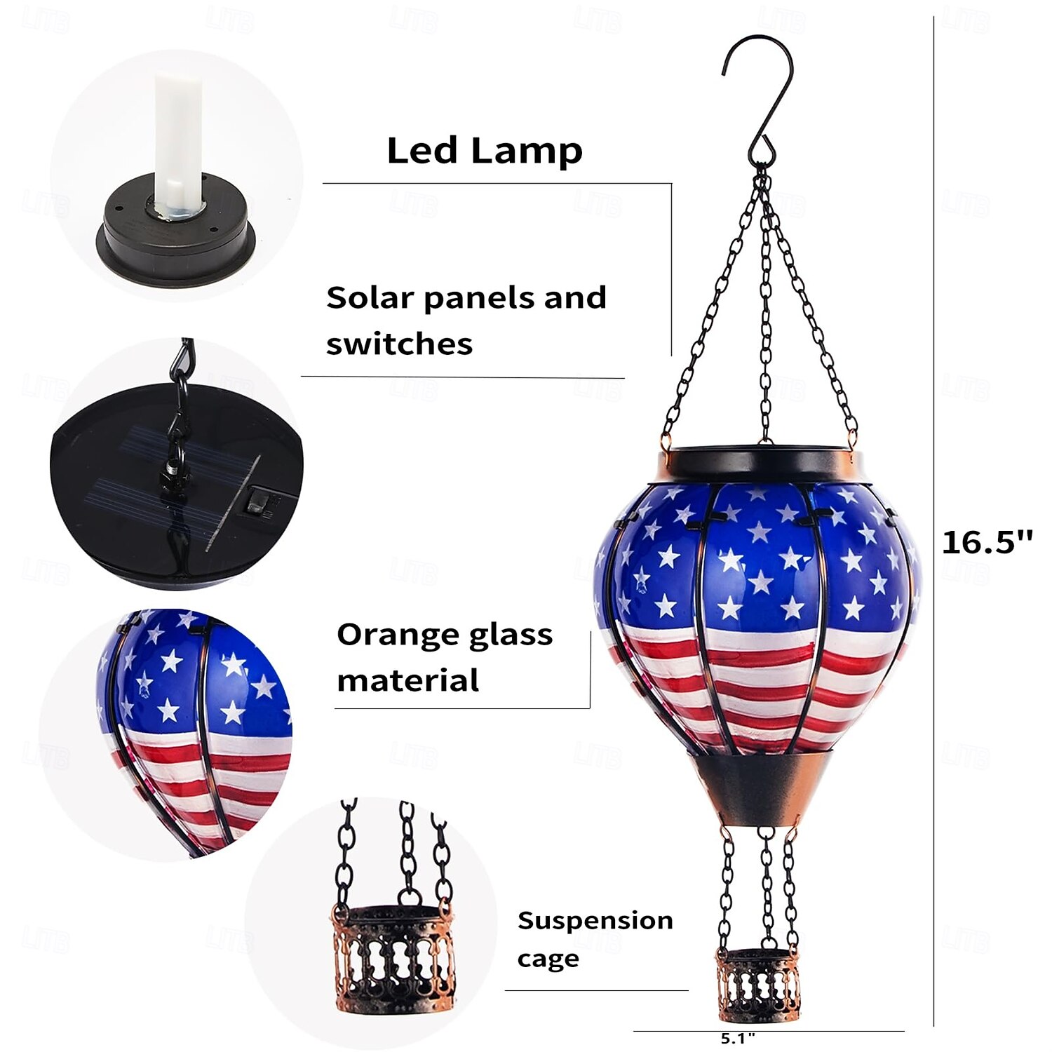 Solar-Powered Hot-Air Balloon Lantern for the 250th Anniversary of the United States' Independence Day