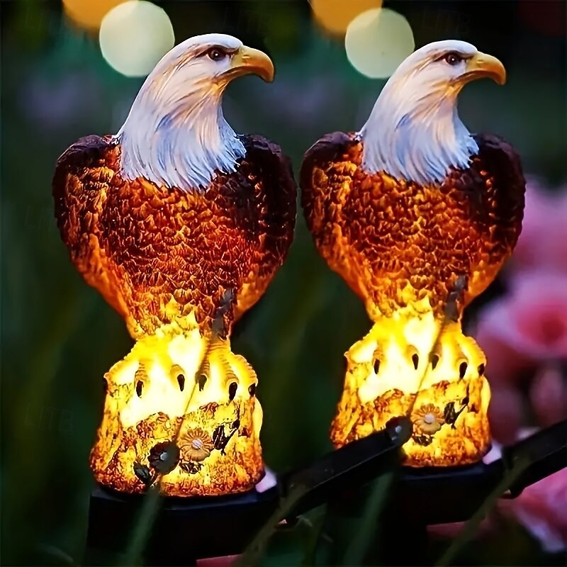 2 Pcs U.S. 250th Anniversary 4th of July Outdoor Solar Waterproof Eagle Garden Stake Lights