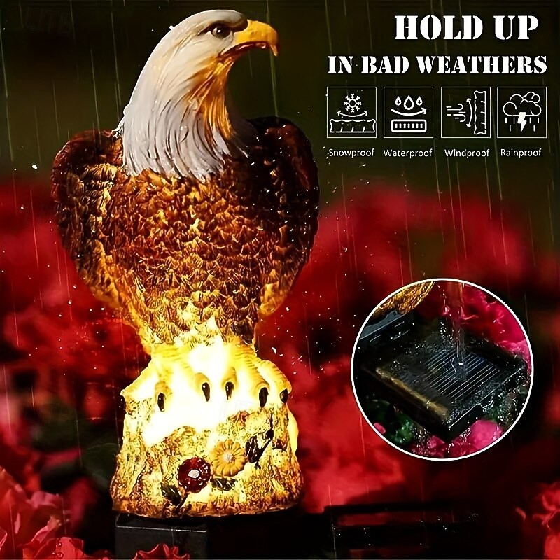 2 Pcs U.S. 250th Anniversary 4th of July Outdoor Solar Waterproof Eagle Garden Stake Lights