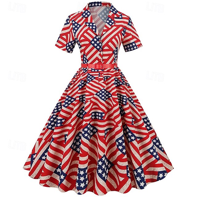 250th Anniversary of the United States Commemorative Edition: 1950s-Style Retro Midi Dress
