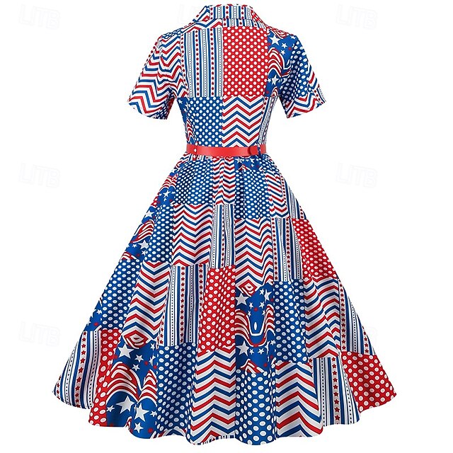 250th Anniversary of the United States Commemorative Edition: 1950s-Style Retro Midi Dress