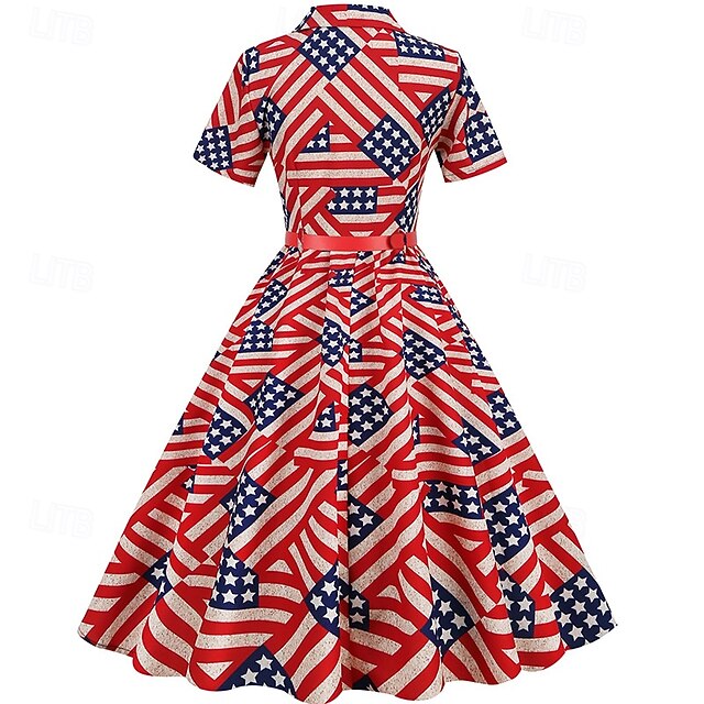 250th Anniversary of the United States Commemorative Edition: 1950s-Style Retro Midi Dress