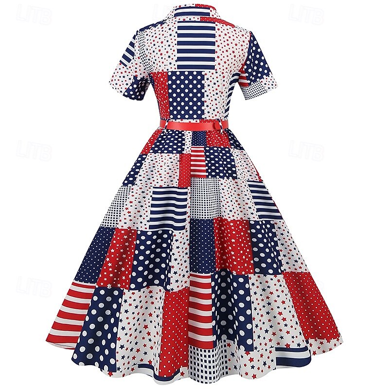250th Anniversary of the United States Commemorative Edition: 1950s-Style Retro Midi Dress