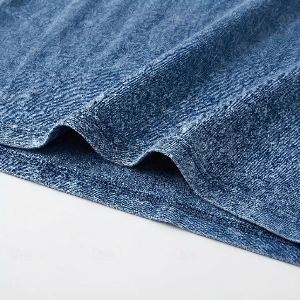Men's Casual Washed Henley T-Shirt, Short Sleeve Contrast Trim Pocket Tee