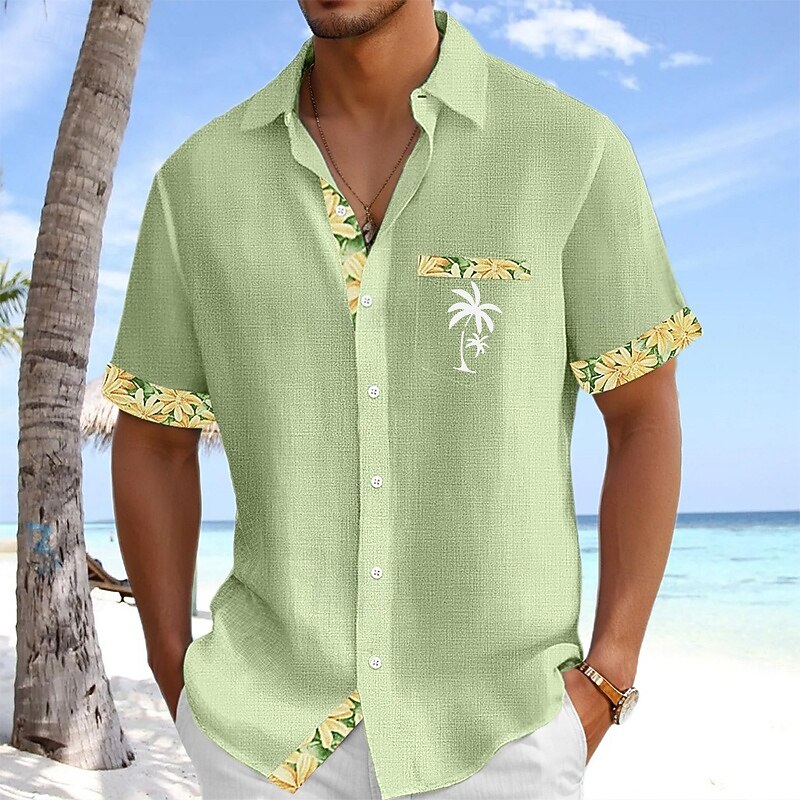 [Copy]Cargks®Hawaii Basic Textured Floral Print Men's Button-Down Short-Sleeve Shirt Big & Tall