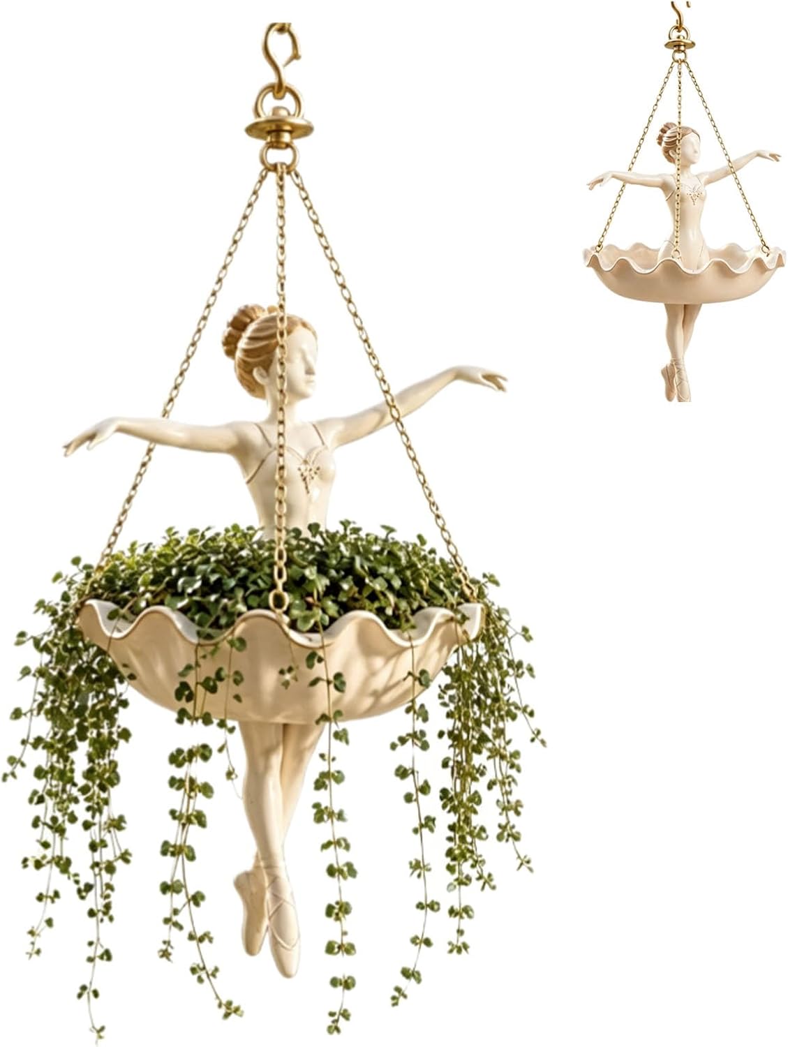 Ballerina Hanging Planters: Resin planters shaped like ballerinas, with chains, suitable for indoor and outdoor decoration