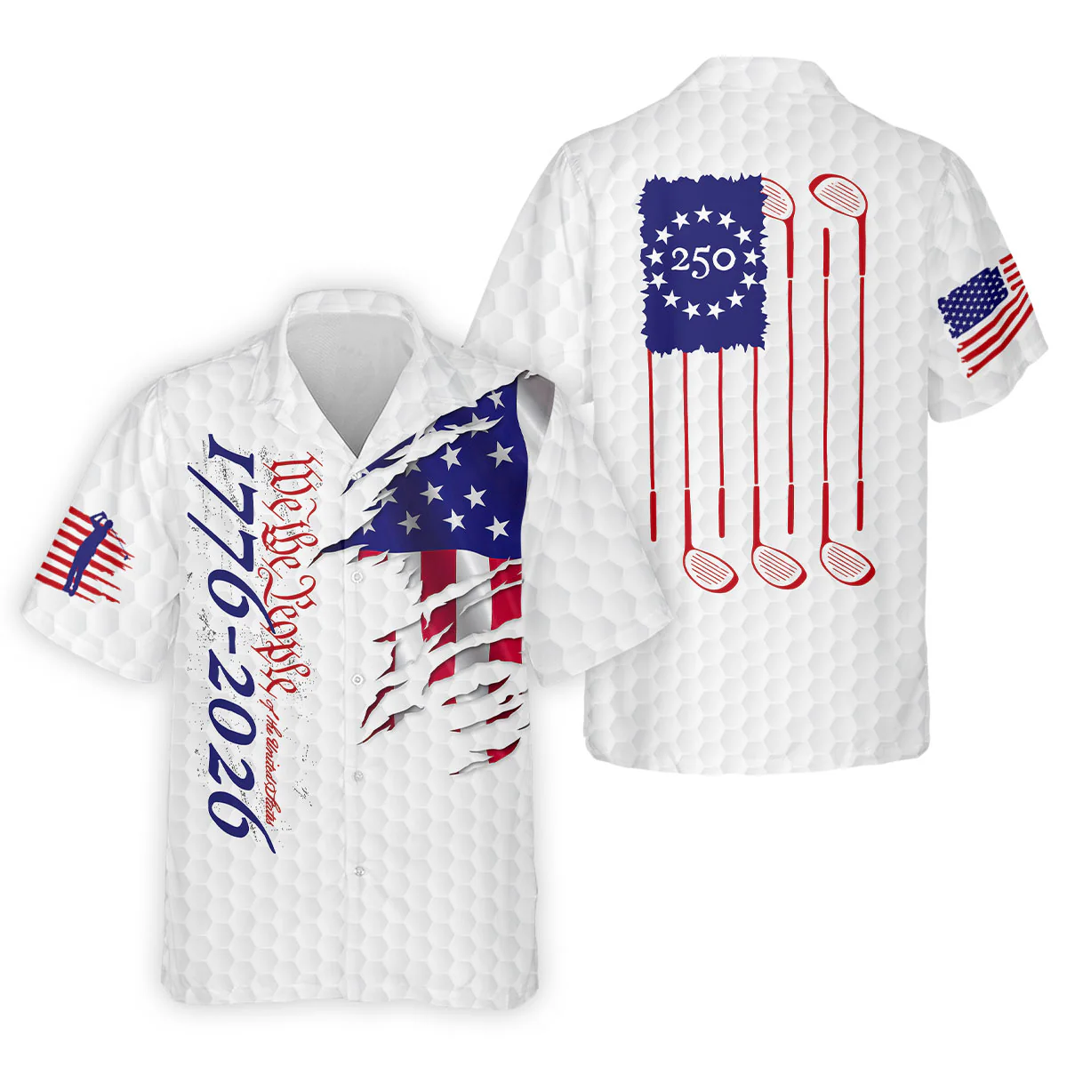 Men’s USA 250th Anniversary Golf Polo Shirt – We The People American Flag Performance Top