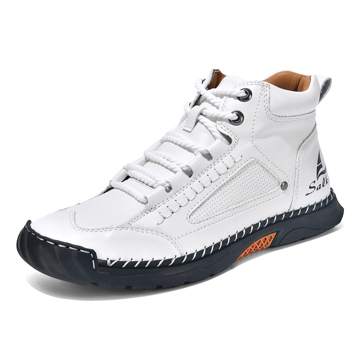 Men's Brown Comfort Leather Boots – Comfortable Non-Slip Walking Shoes for Daily Outdoor Activities