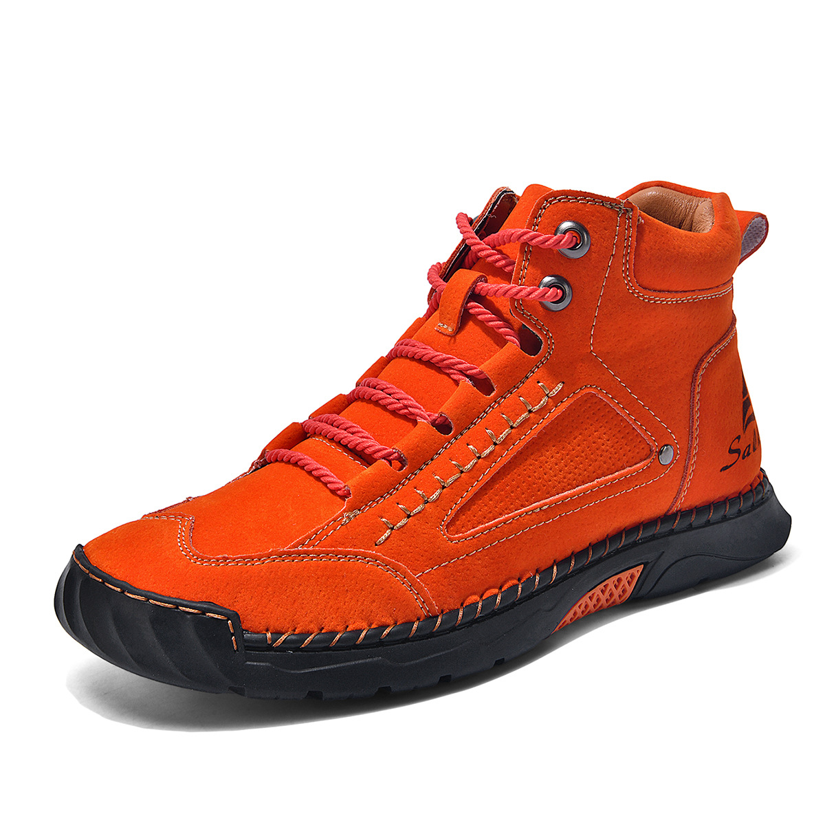 Men's Brown Comfort Leather Boots – Comfortable Non-Slip Walking Shoes for Daily Outdoor Activities