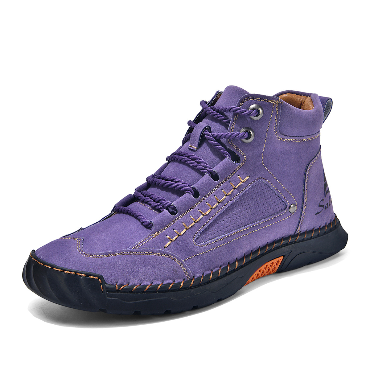 Men's Brown Comfort Leather Boots – Comfortable Non-Slip Walking Shoes for Daily Outdoor Activities