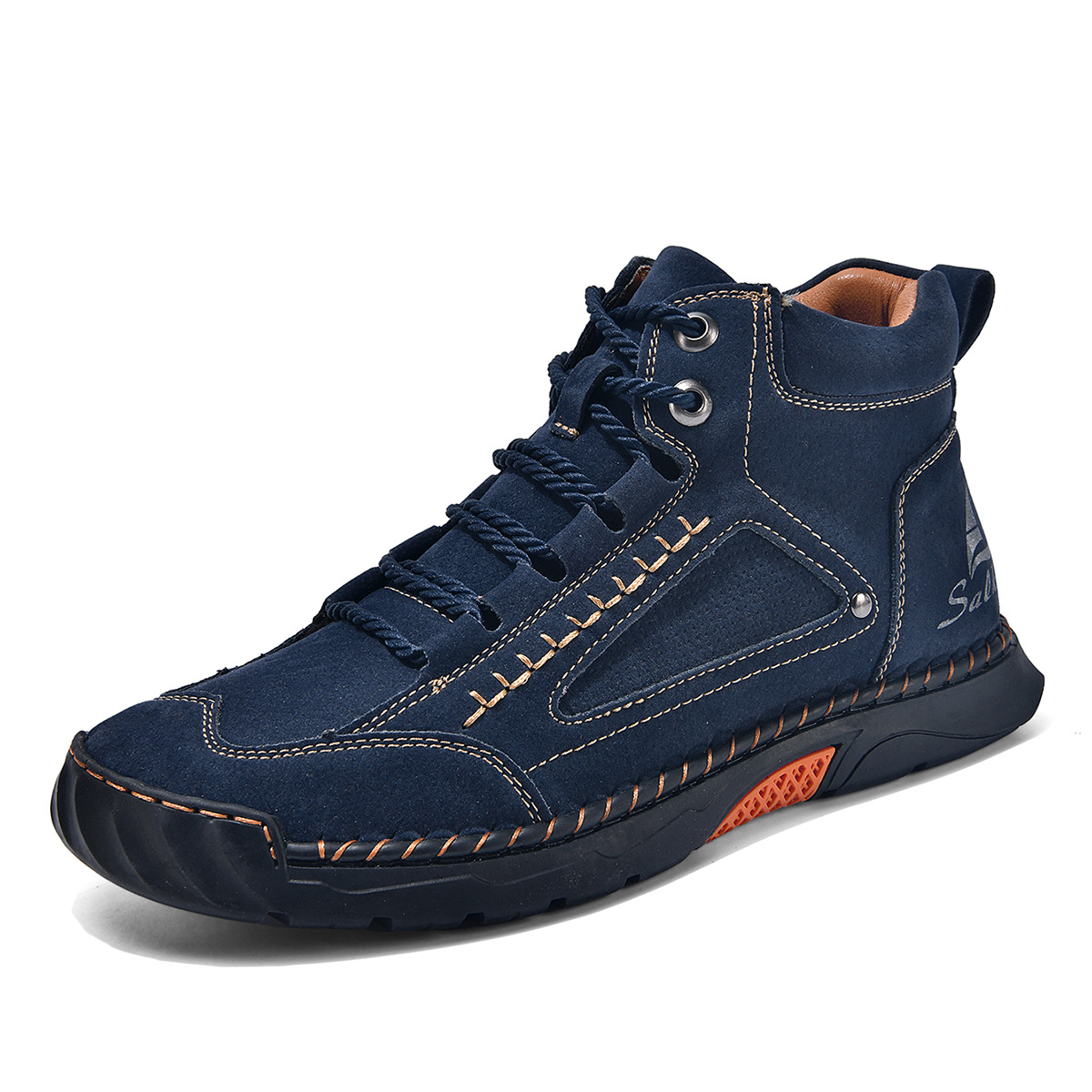 Men's Brown Comfort Leather Boots – Comfortable Non-Slip Walking Shoes for Daily Outdoor Activities