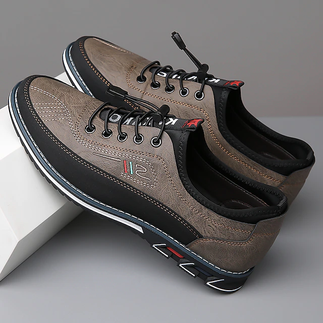 Men's Brown Casual Sneakers with Lace-Up Design – Comfortable Non-Slip Walking Shoes for Daily Outdoor Activities