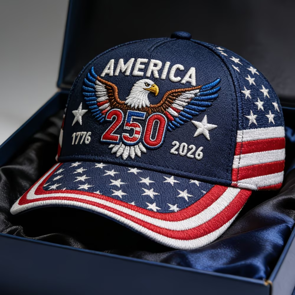 America 1776-2026 250th Anniversary 3D Embroidery Eagle Baseball Cap, American Flag Star Stripe Patriotic Adjustable Hat