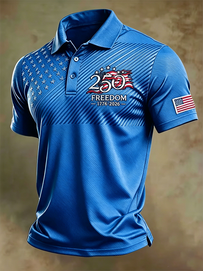 🔥Buy 3 Get 20% OFF 🔥Men'S American Flag Print Casual Polo Shirt