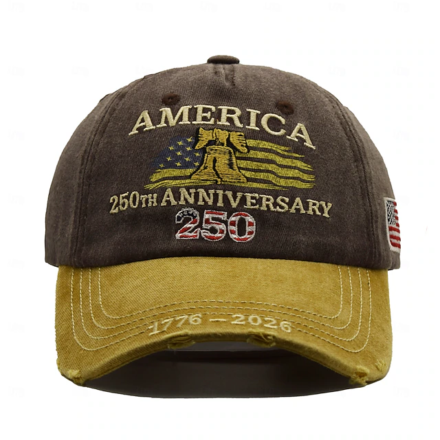 Men's USA 250th Anniversary Distressed Baseball Cap | Embroidered Liberty Bell Patriotic Trucker Hat