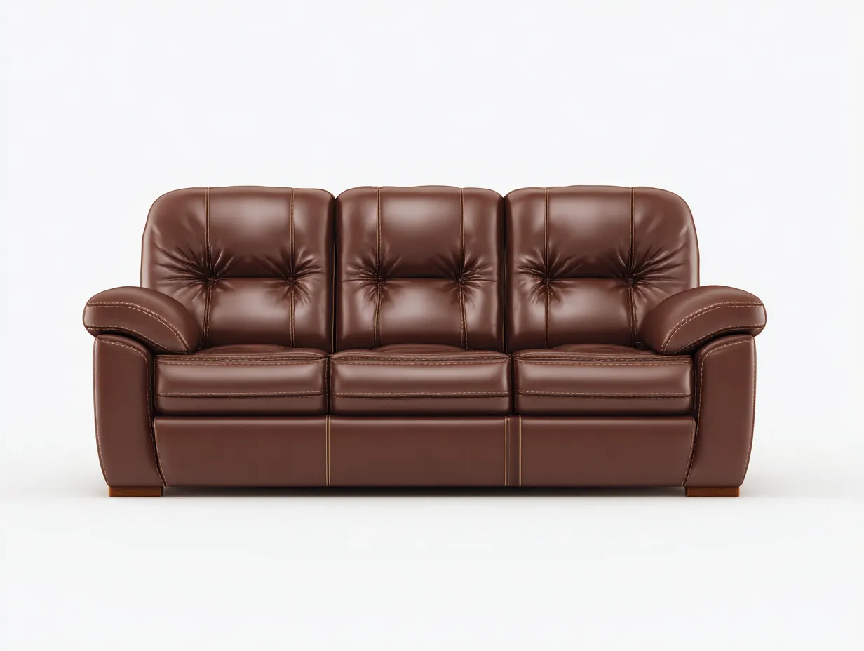 Gerades Sofa - Kunstleder-Holz-Schaumstoff - 215x93x88 cm - Braun - Modern Klassisch-Sasolcohome