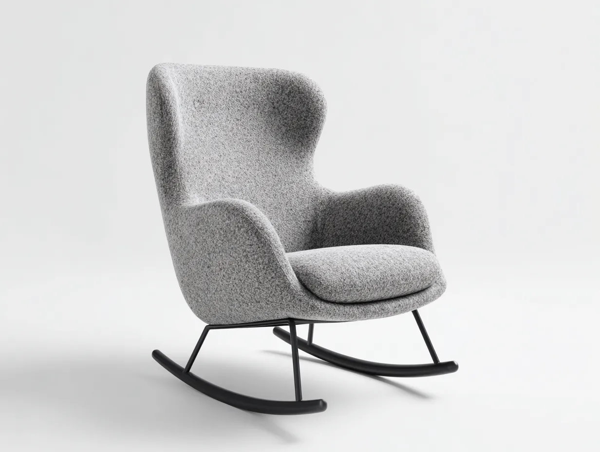 Schaukelstühle - Stoff-Metall - 91x76x104 cm - Hellgrau-Schwarz - Modern-Sasolcohome