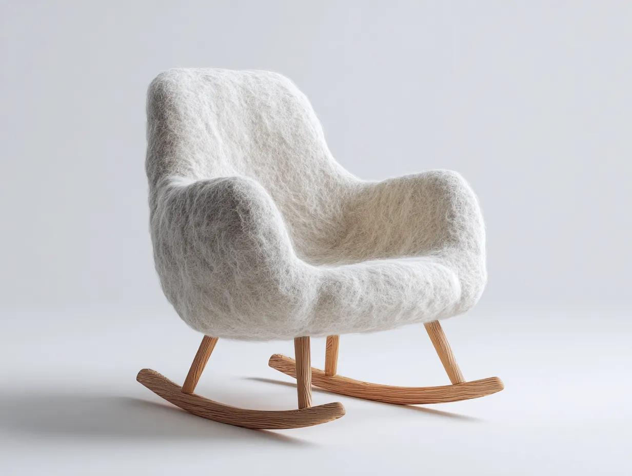Schaukelstühle - Stoff-Holz - 92x78x101 cm - Weiß-Natur - Skandinavisch-Sasolcohome
