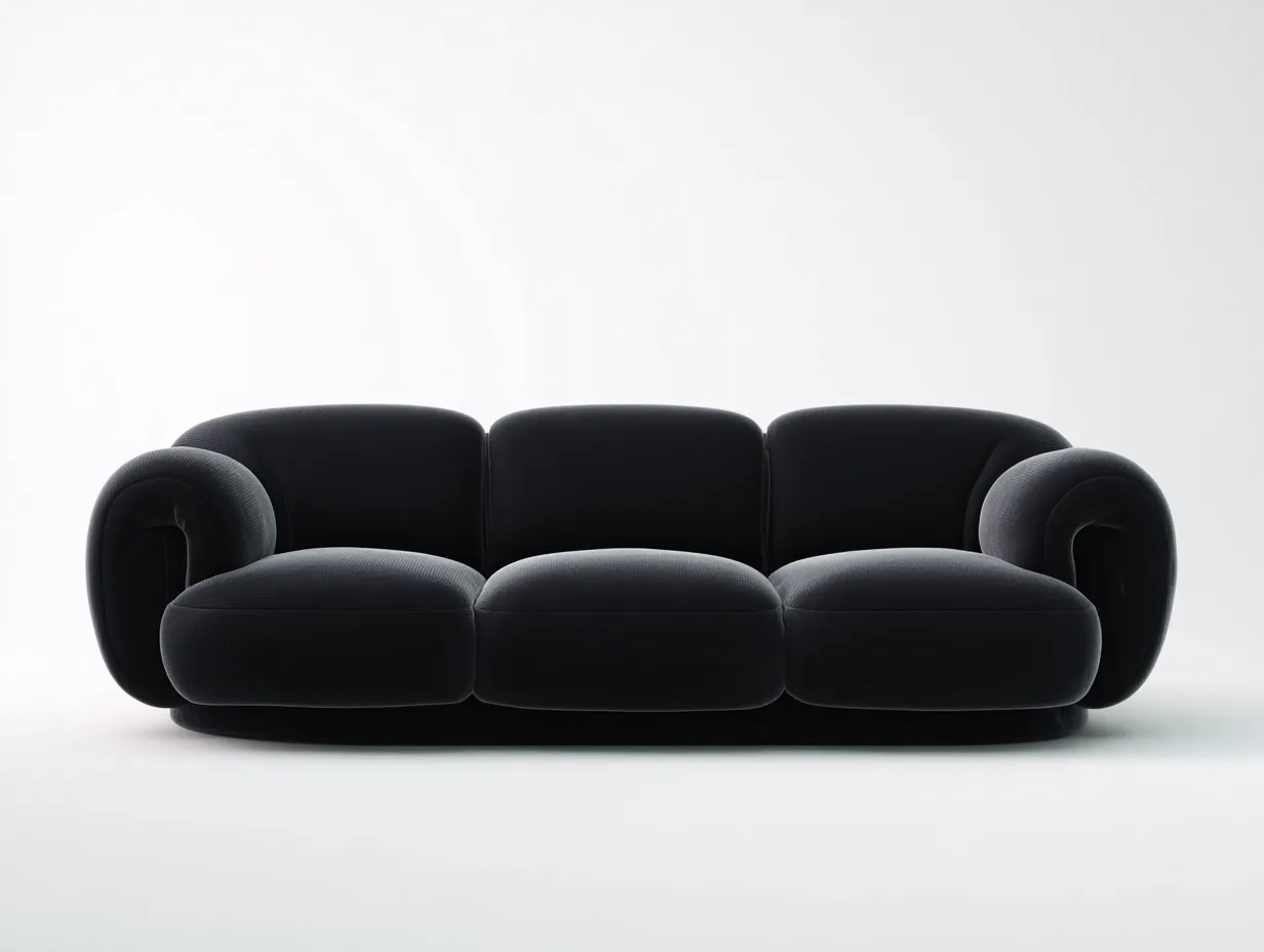 Gerades Sofa - Stoff-Schaumstoff-Holz - 202x96x70 cm - Schwarz - Modern Design-Sasolcohome