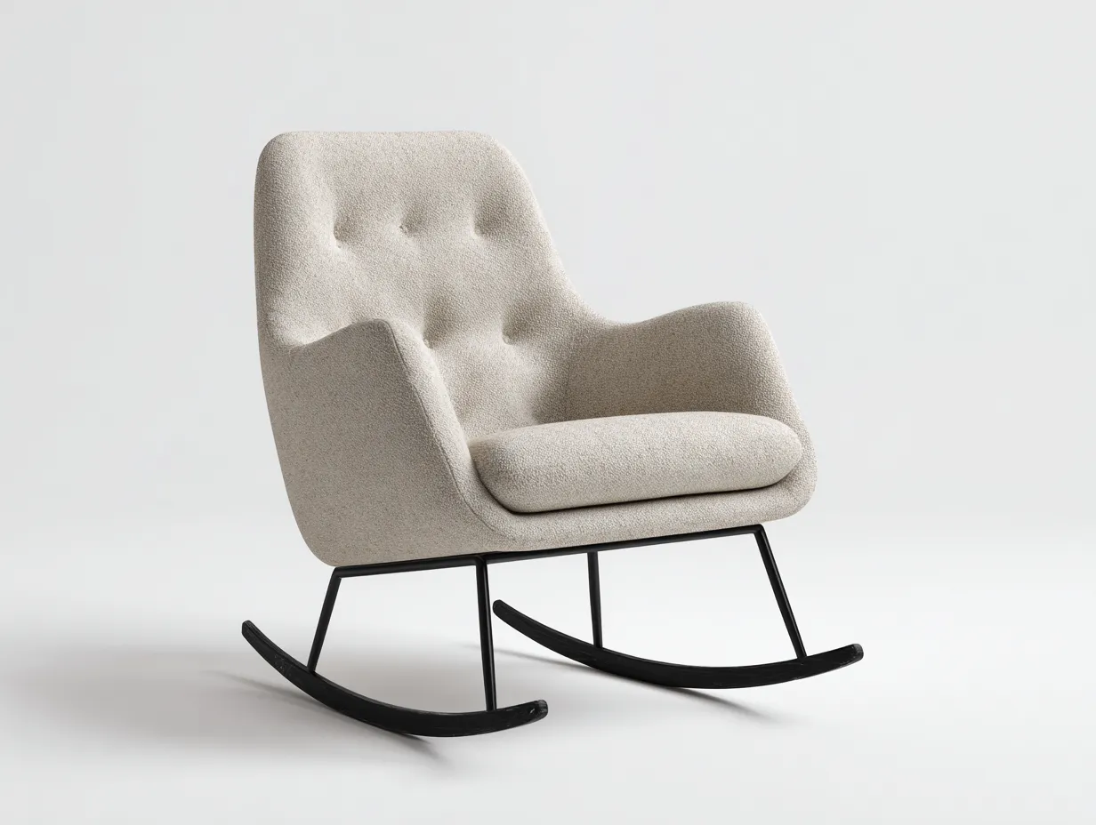 Schaukelstühle - Stoff-Metall - 92x79x104 cm - Beige-Schwarz - Modern-Sasolcohome