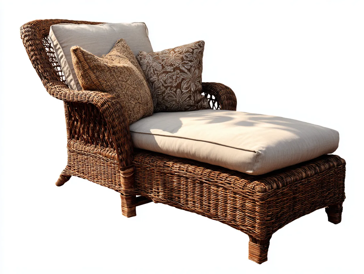 Sonnenliege-Rattan-Stoff-185 x 78 x 88 cm-Beige-Braun-Natürliches Gartendesign-Sasolcohome