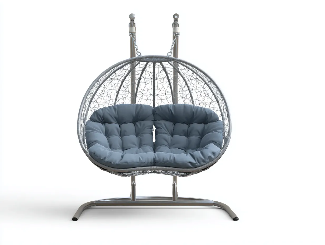 Hängesessel für Garten-Metall-Stoff-164x116x196 cm-Blau-Silber-Modern-Sasolcohome