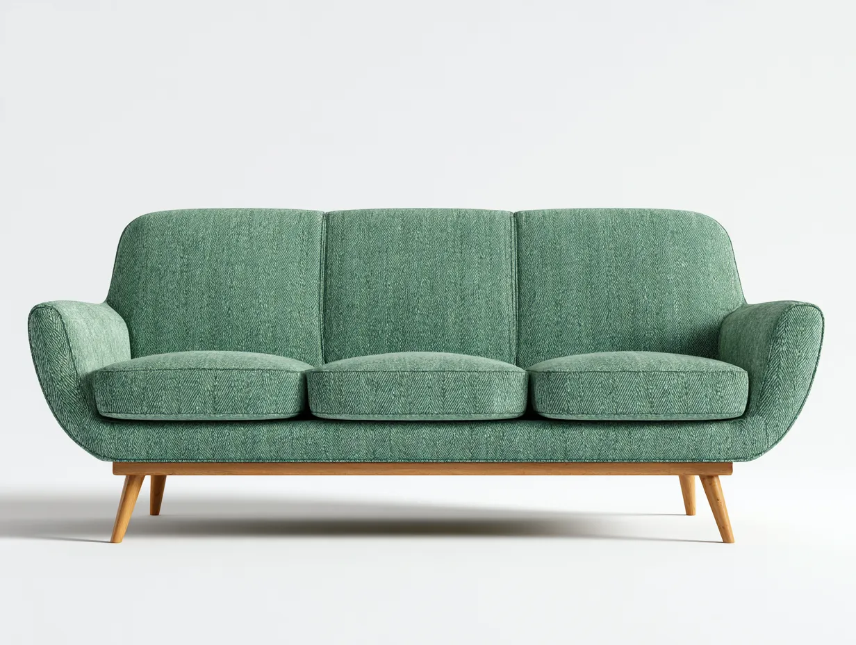 Gerades Sofa - Stoff-Holz-Schaumstoff - 203x87x78 cm - Grün-Naturholz - Modern Skandinavisch-Sasolcohome