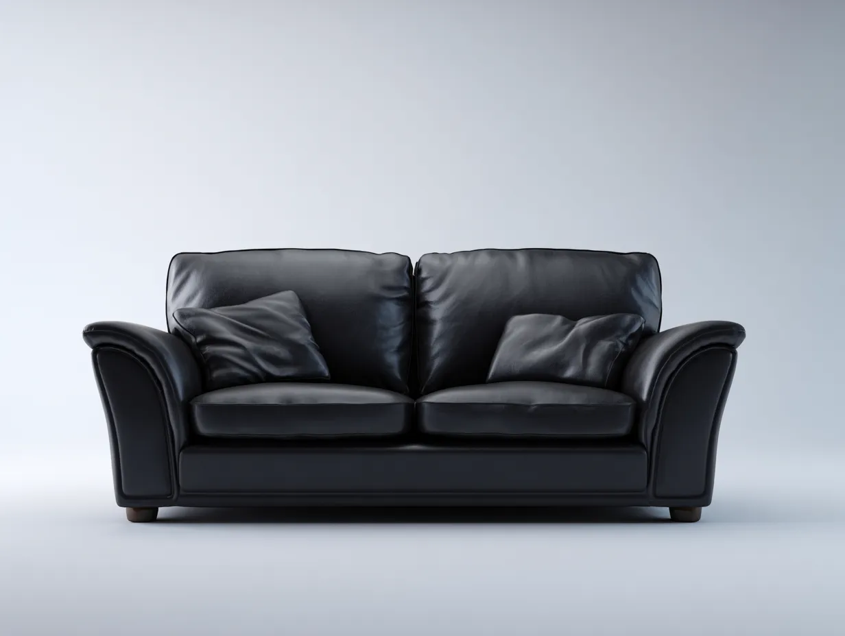 Gerades Sofa - Kunstleder-Schaumstoff-Holz - 188x92x86 cm - Schwarz - Modern Komfort-Sasolcohome