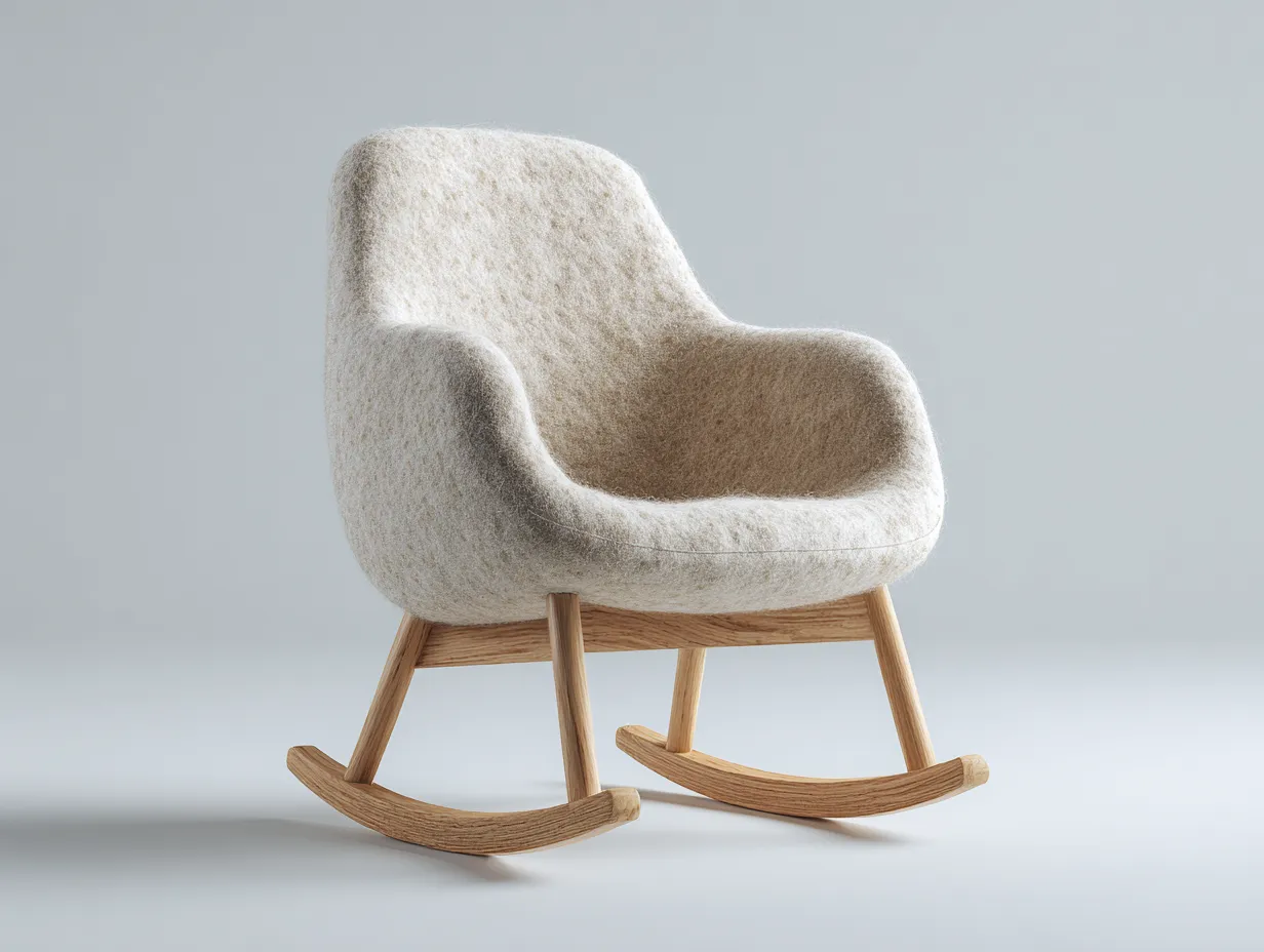 Schaukelstühle - Stoff-Holz - 89x75x97 cm - Beige-Natur - Skandinavisch-Sasolcohome