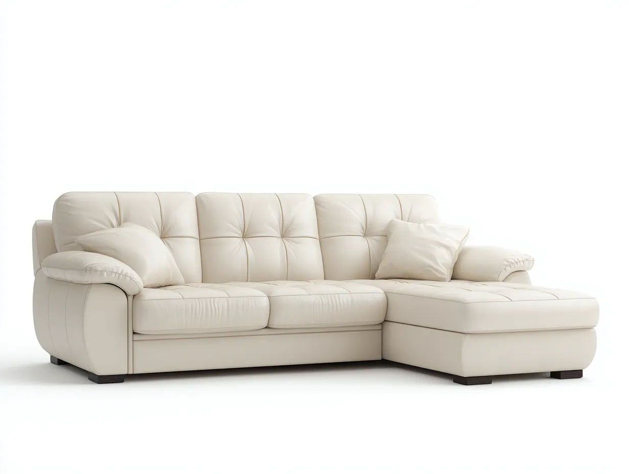 Ecksofa-Kunstleder-252x168x90 cm-Cremeweiß-Modernes Design-Sadiiohaven