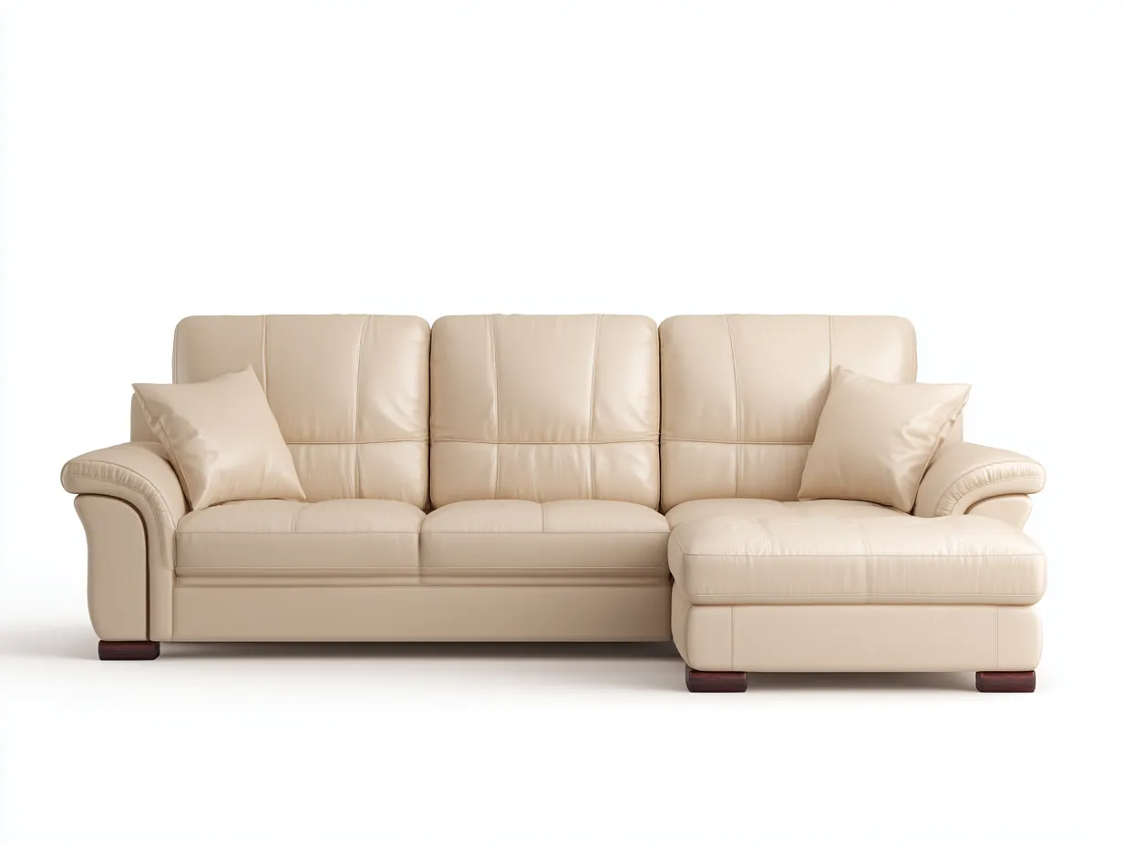 Ecksofa-Kunstleder-254x160x86 cm-Beige-Klassisches Design-Sadiiohaven