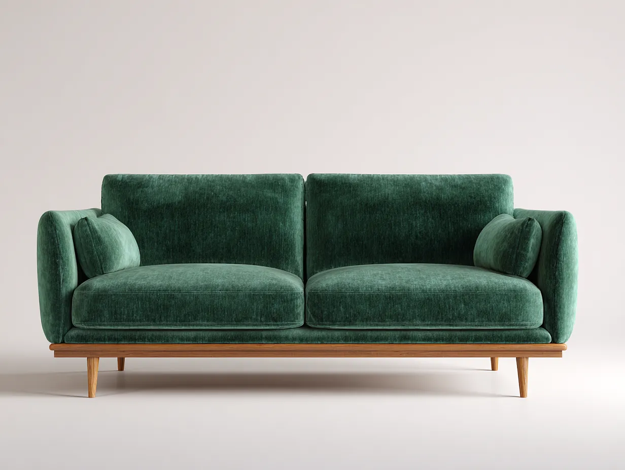 Zweisitzer Sofa-Samt-Holz-168x87x80 cm-Grün-Modernes Design für Wohnzimmer-Sadiiohaven