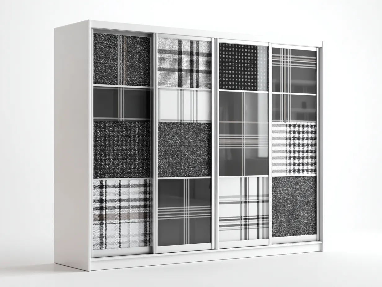 Kleiderschränke mit Schiebetüren - MDF-Glas - 258x68x222 cm - Weiß-Schwarz-Grau - Modernes Design-Sadiiohaven