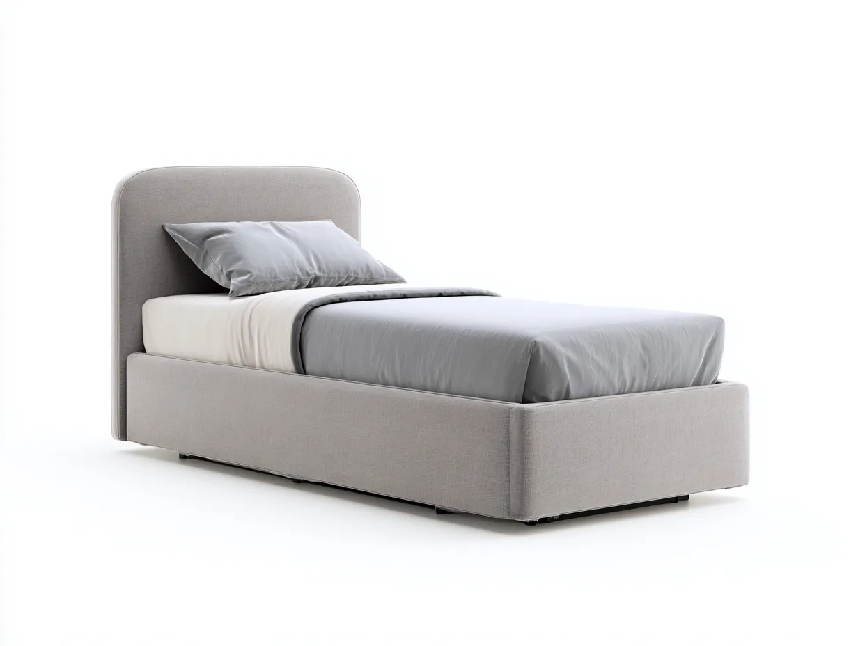 Lit simple en tissu 200x90x88 cm - beige clair - design moderne pour chambre-Soliniahouse